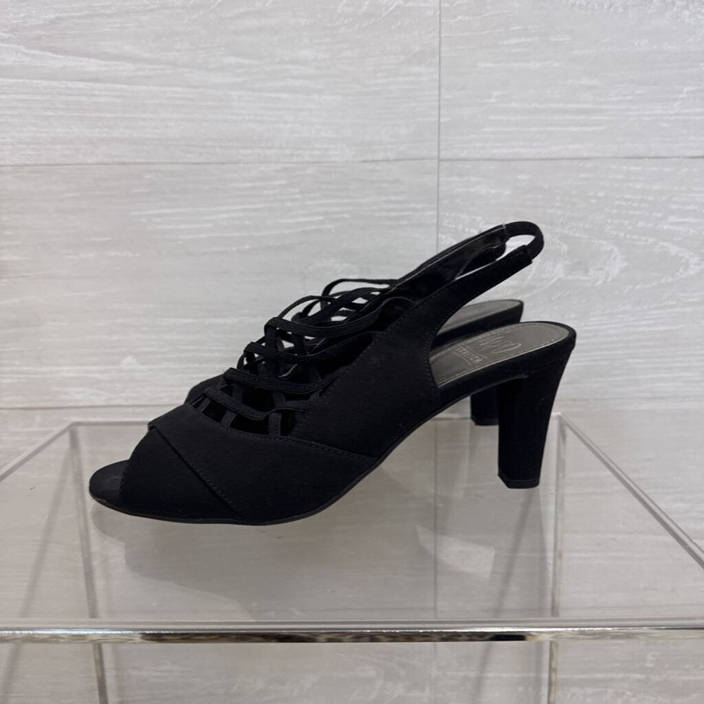 Impo Black Crisscross Strap Slingback Heels 9.5