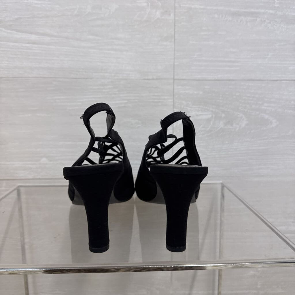 Impo Black Crisscross Strap Slingback Heels 9.5