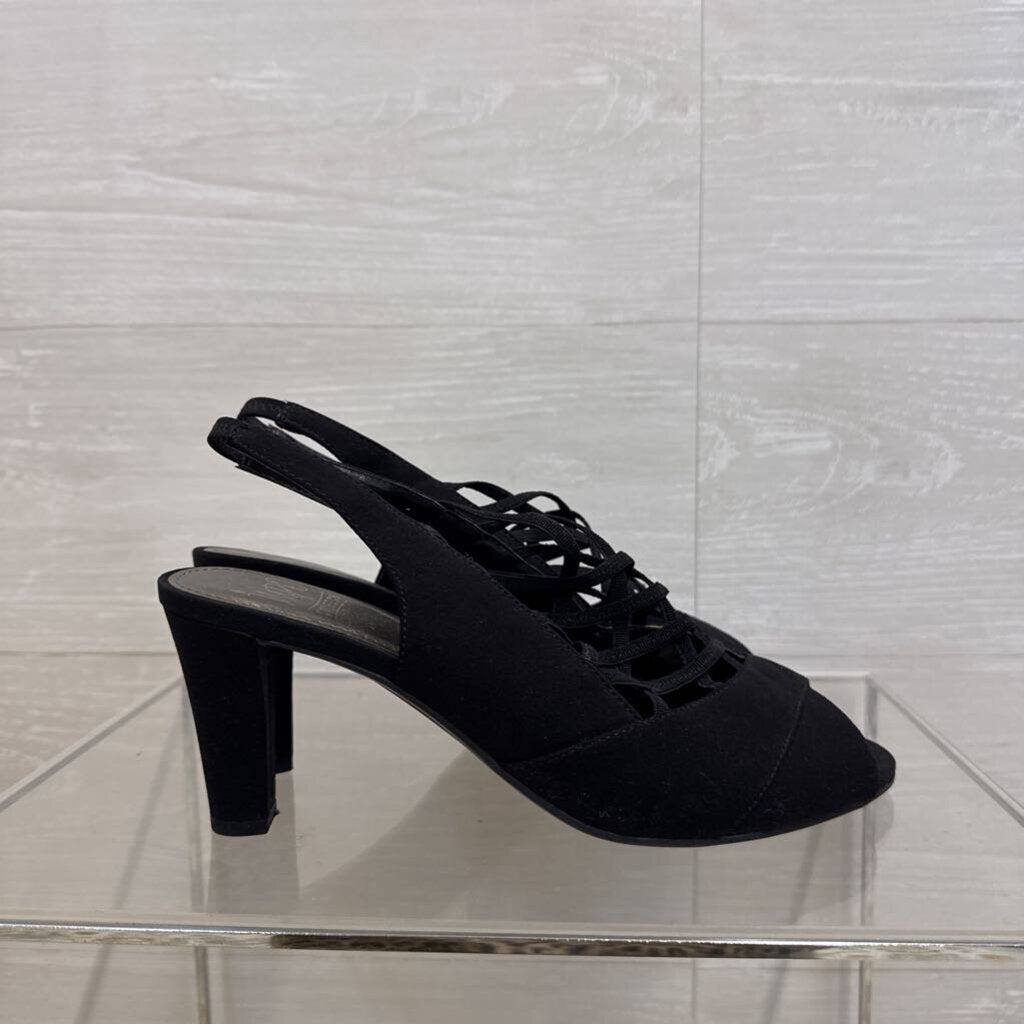 Impo Black Crisscross Strap Slingback Heels 9.5