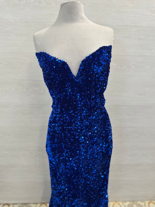 Portia and Scarlett Royal Blue Sequin Strapless Long Formal Dress 12