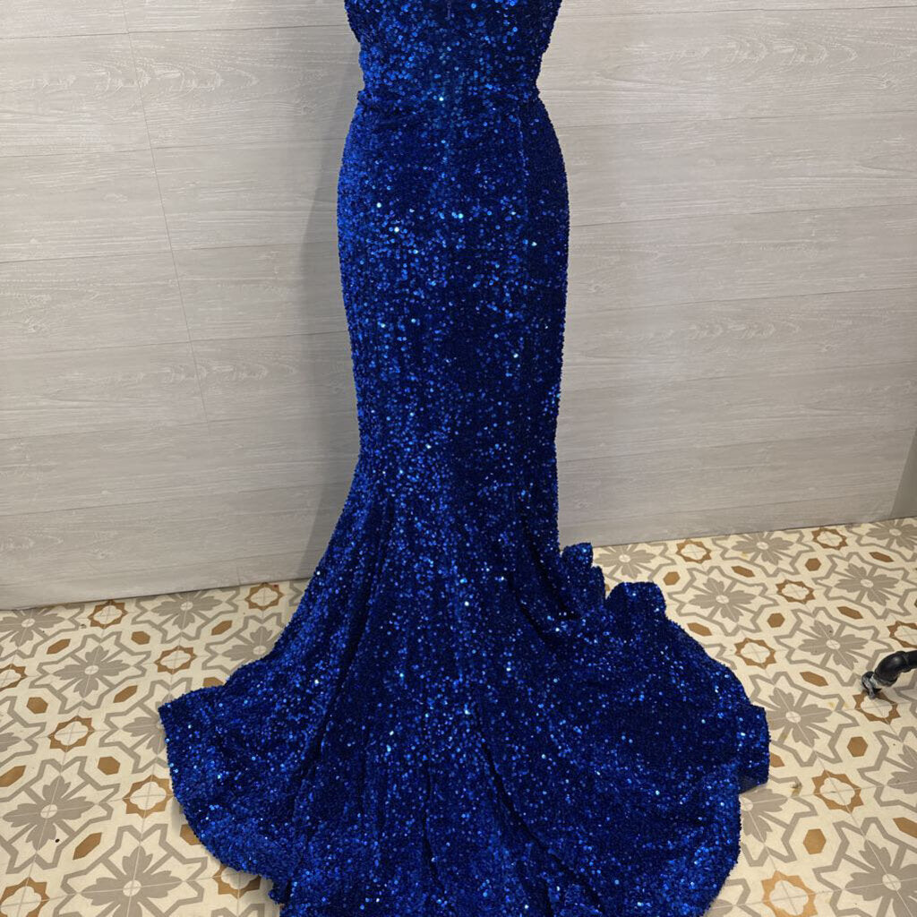 Portia and Scarlett Royal Blue Sequin Strapless Long Formal Dress 12