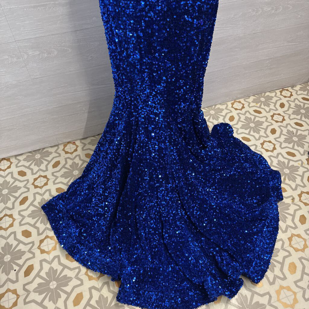 Portia and Scarlett Royal Blue Sequin Strapless Long Formal Dress 12