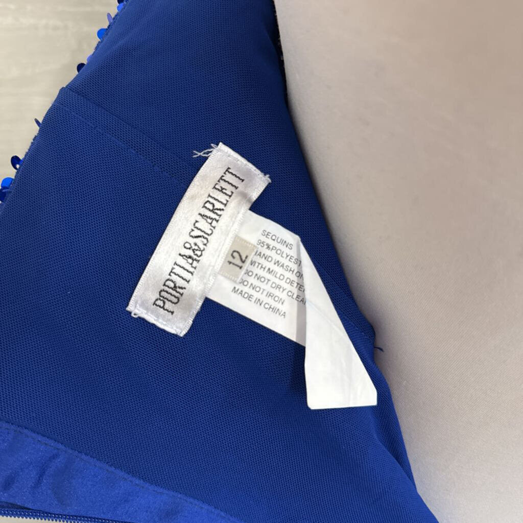 Portia and Scarlett Royal Blue Sequin Strapless Long Formal Dress 12