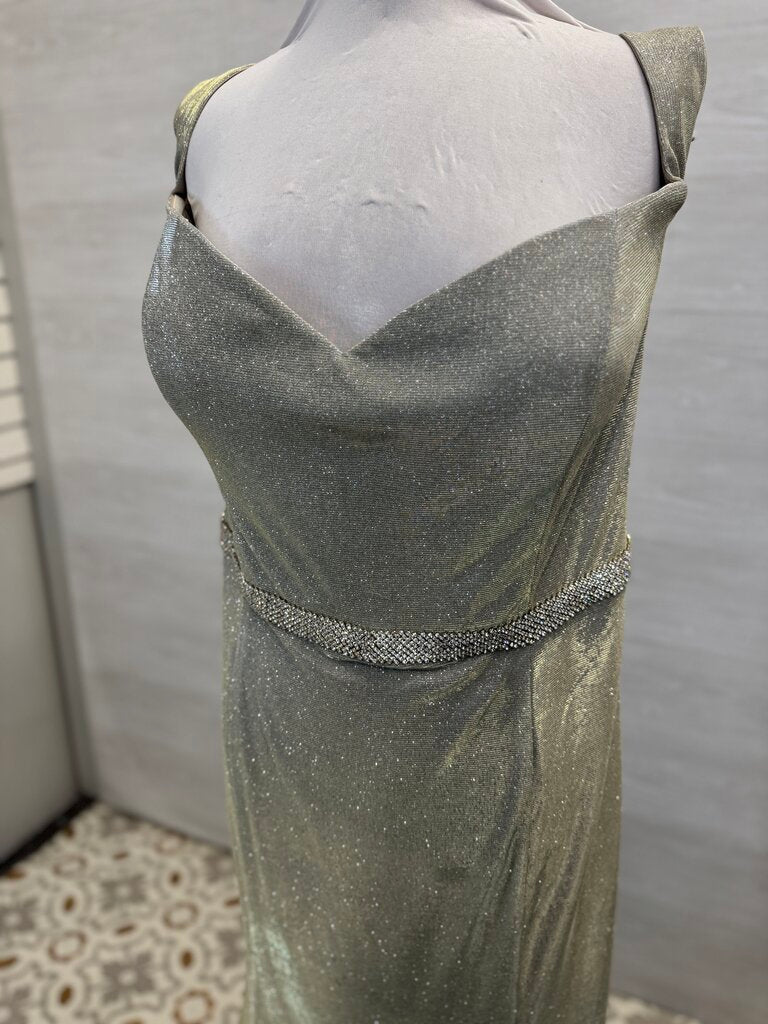 Clarisse Light Gold Shimmer Long Formal Dress 24