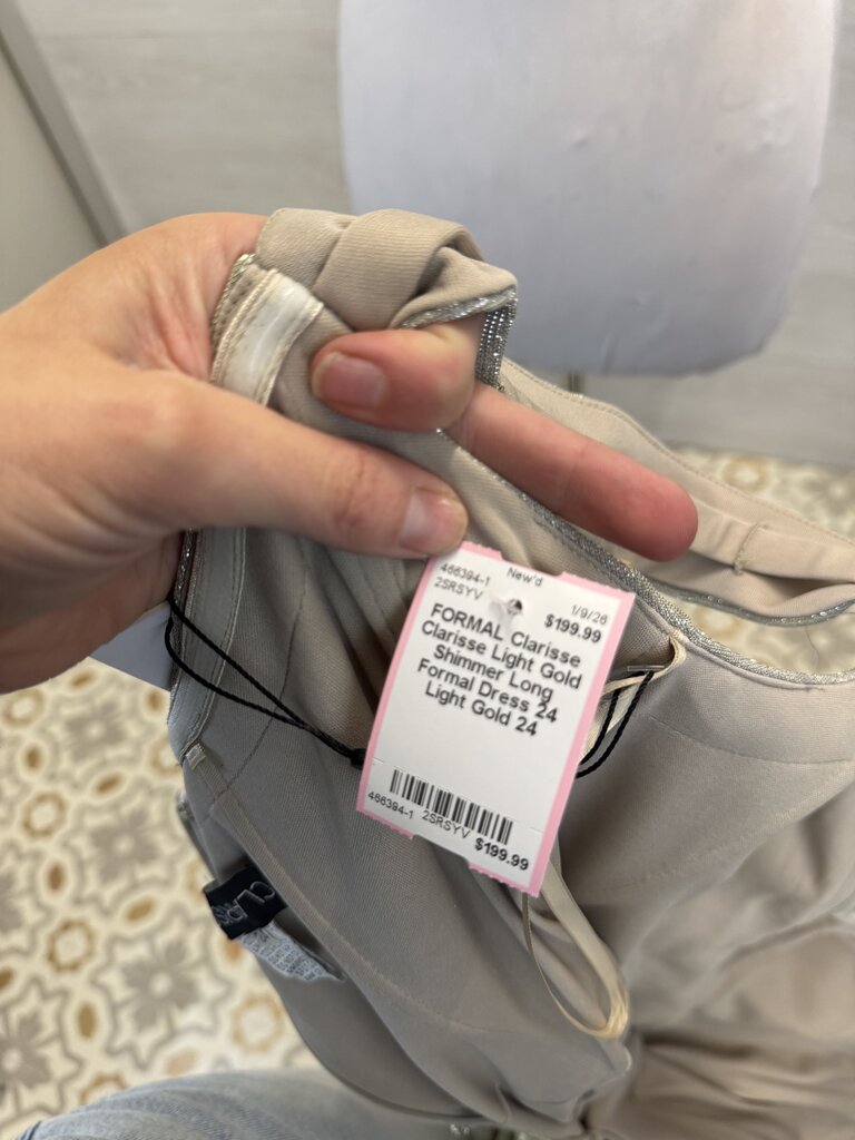 Clarisse Light Gold Shimmer Long Formal Dress 24