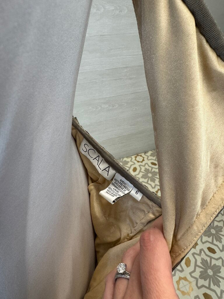 Scala High Neck Sequined Fitted Long Formal 6