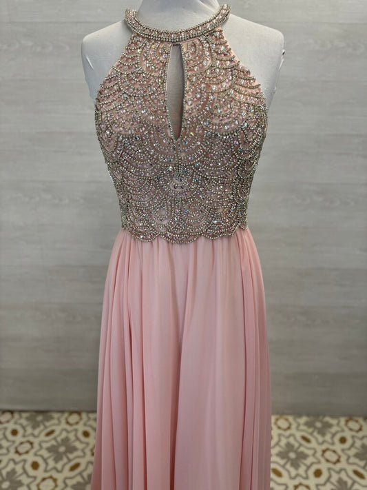 Amelia Couture High Neck Beaded Top Long Formal 10