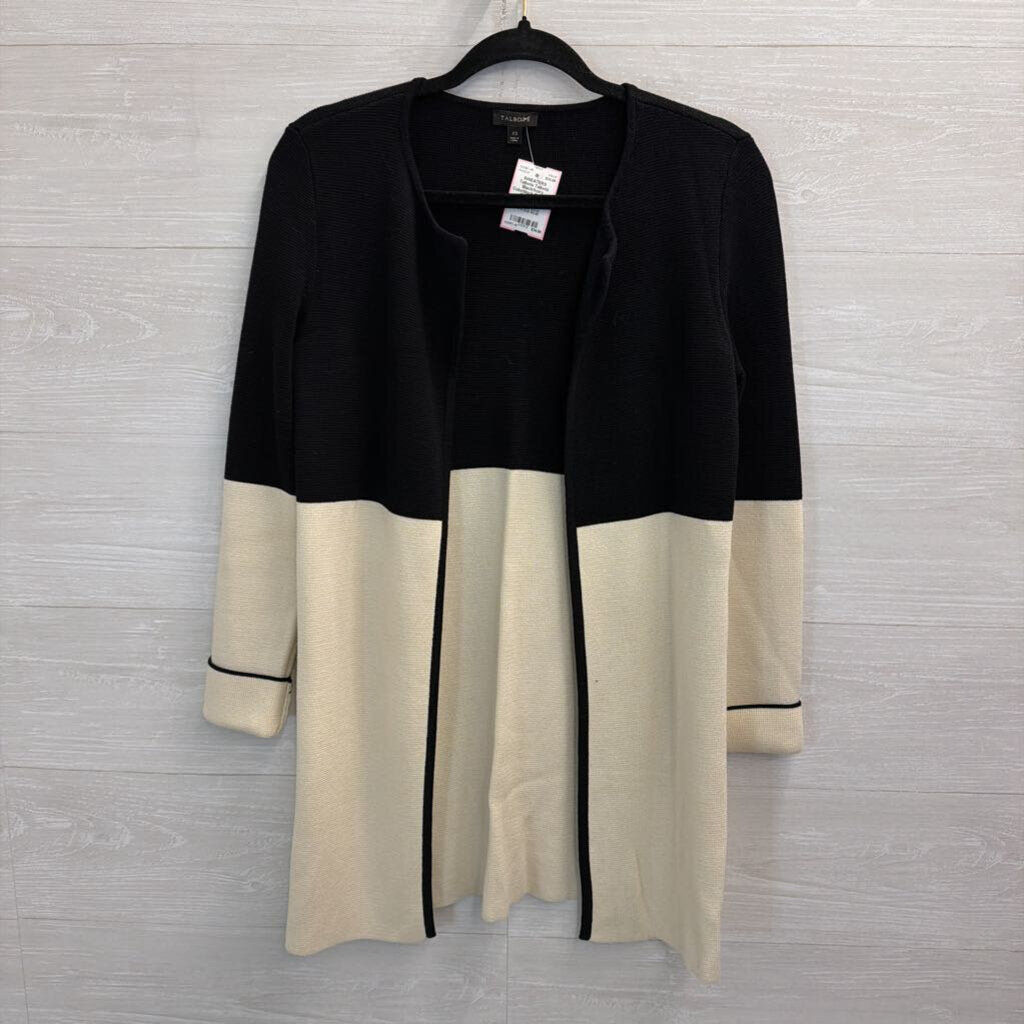 Talbots Black/Ivory Colorblock Cardigan Extra Small