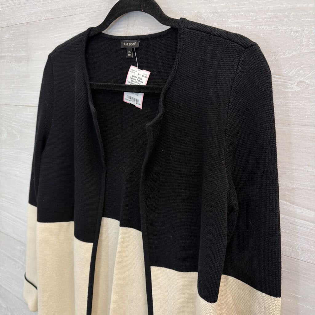 Talbots Black/Ivory Colorblock Cardigan Extra Small