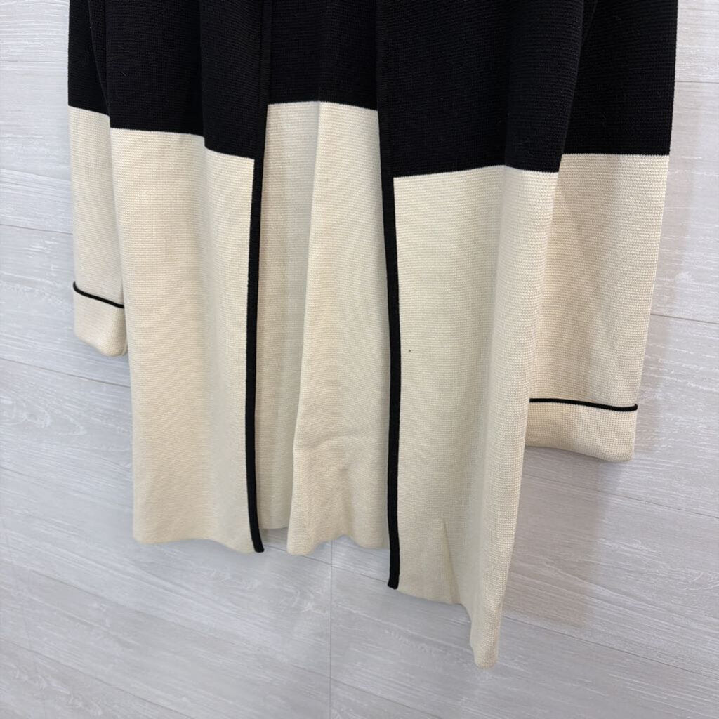 Talbots Black/Ivory Colorblock Cardigan Extra Small