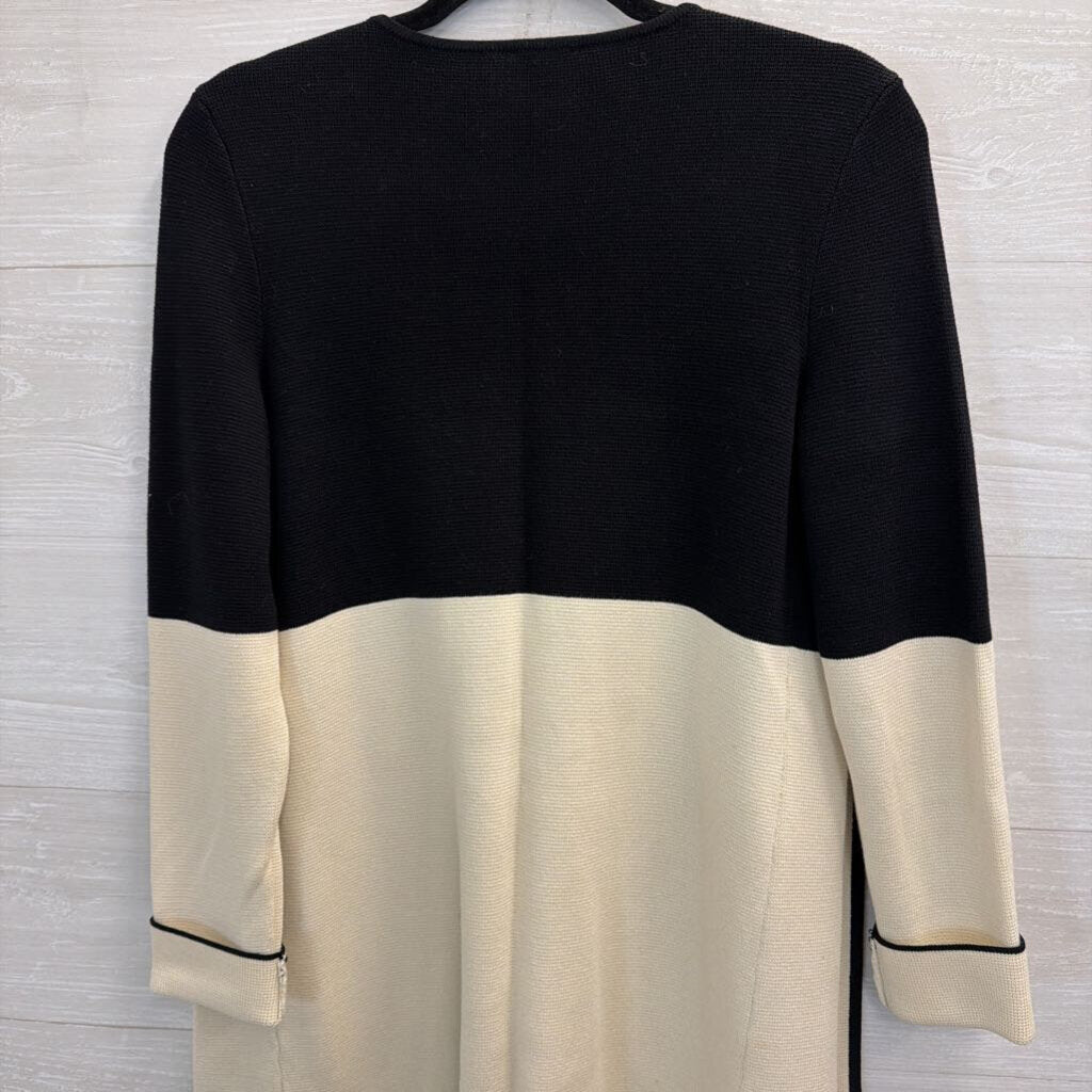 Talbots Black/Ivory Colorblock Cardigan Extra Small