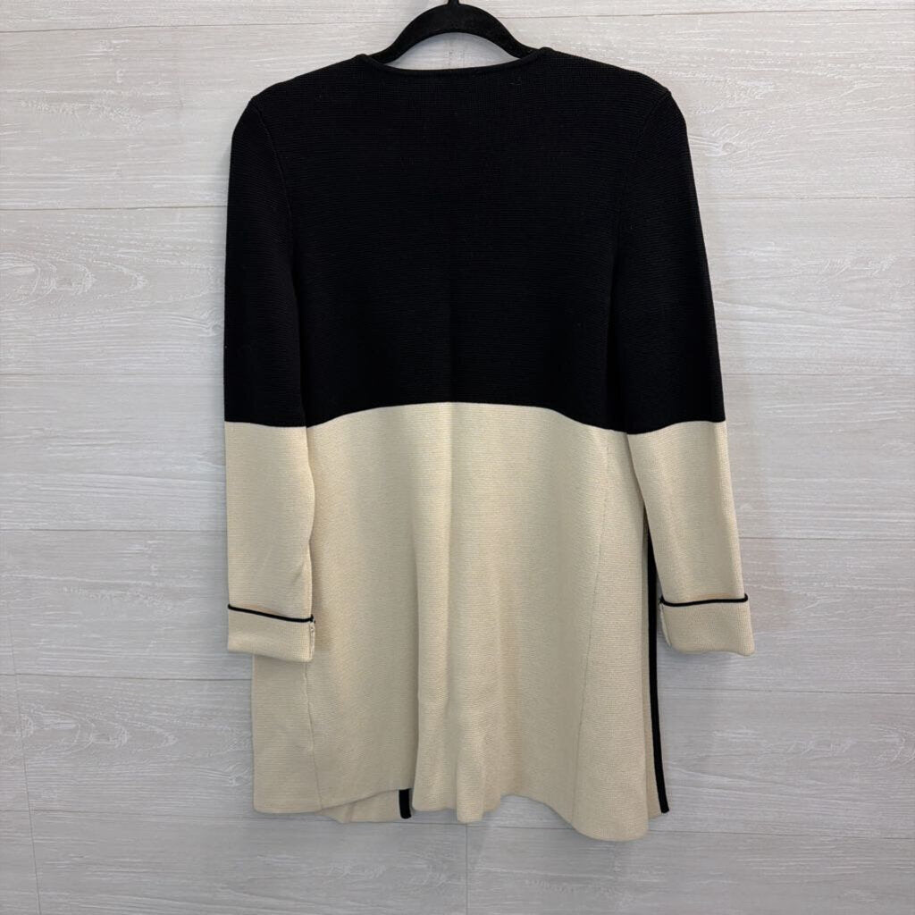 Talbots Black/Ivory Colorblock Cardigan Extra Small