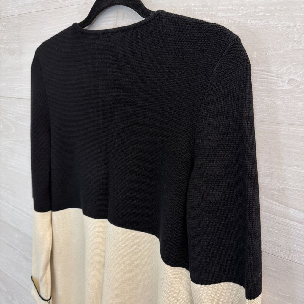 Talbots Black/Ivory Colorblock Cardigan Extra Small