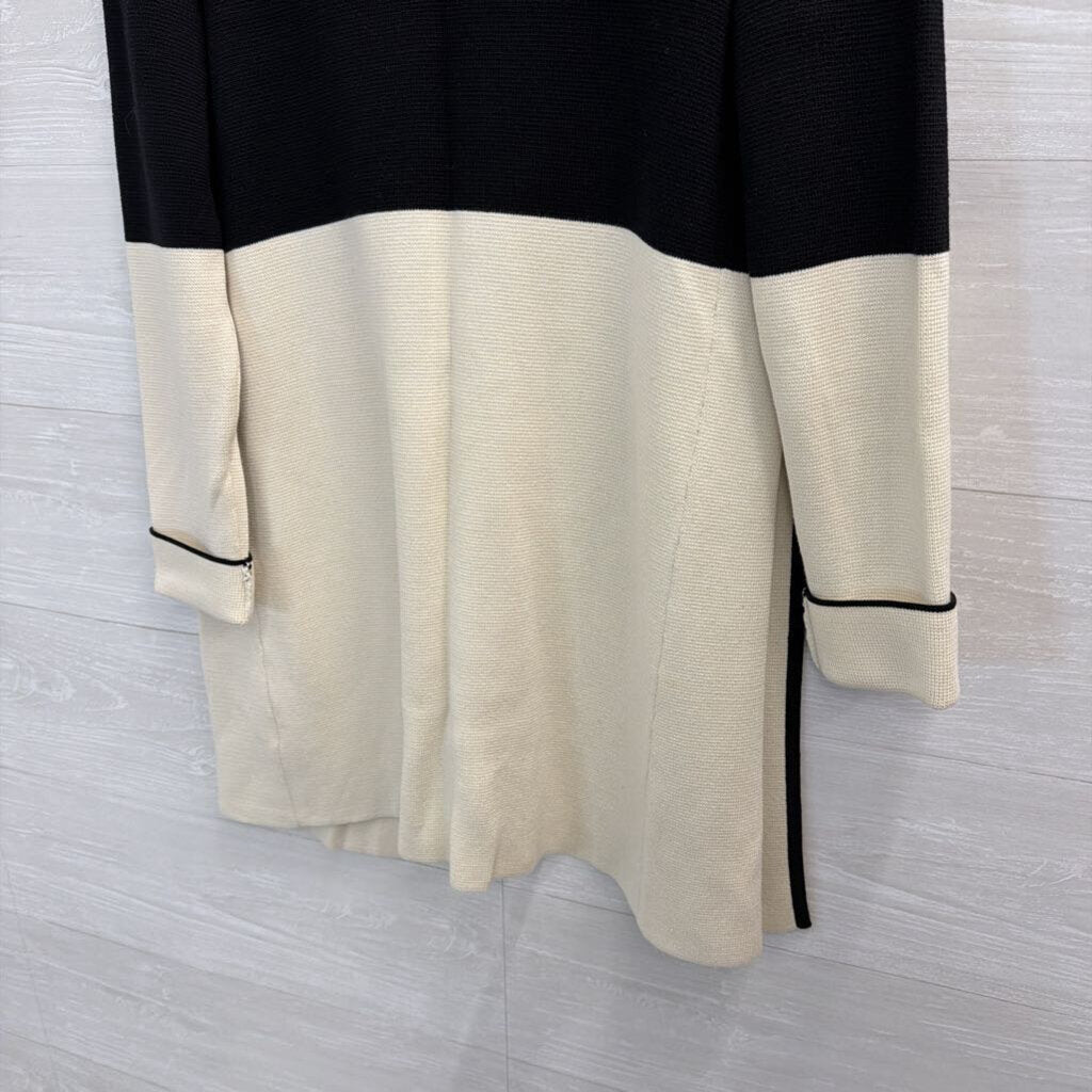 Talbots Black/Ivory Colorblock Cardigan Extra Small