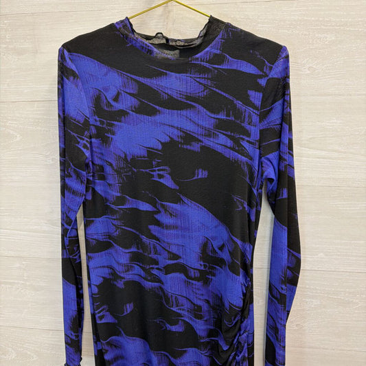 Top Shop Royal/Black Printed Fitted Maxi 10