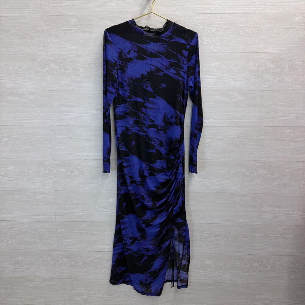 Top Shop Royal/Black Printed Fitted Maxi 10