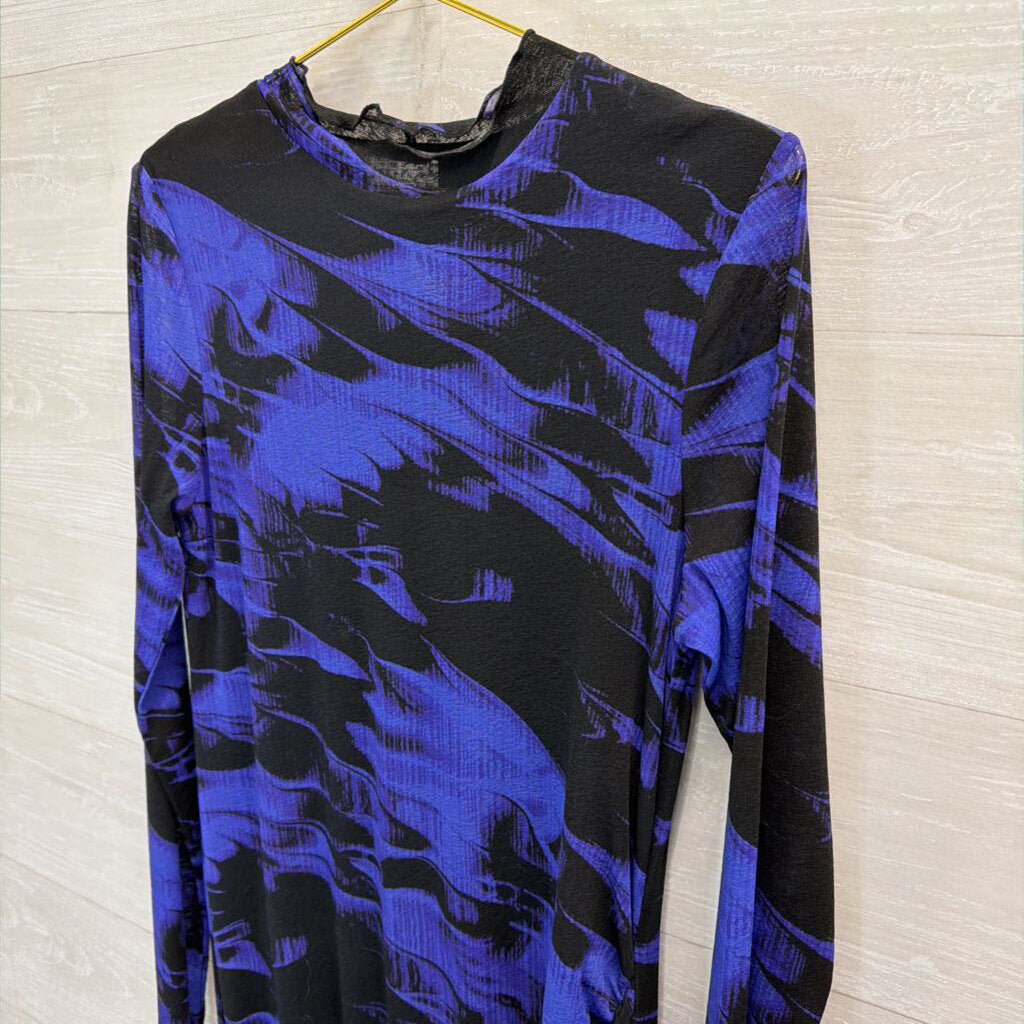 Top Shop Royal/Black Printed Fitted Maxi 10