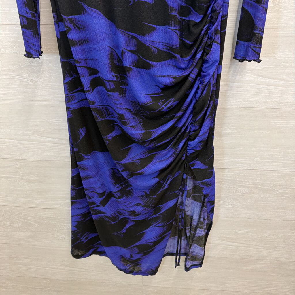 Top Shop Royal/Black Printed Fitted Maxi 10