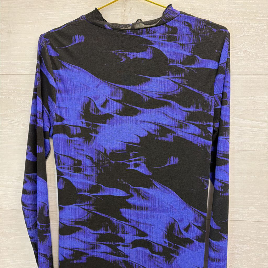 Top Shop Royal/Black Printed Fitted Maxi 10