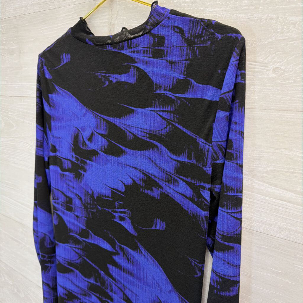 Top Shop Royal/Black Printed Fitted Maxi 10