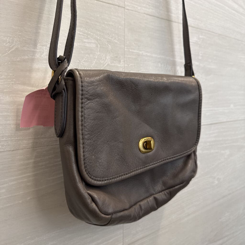 Margot Grey Leather Flap Crossbody