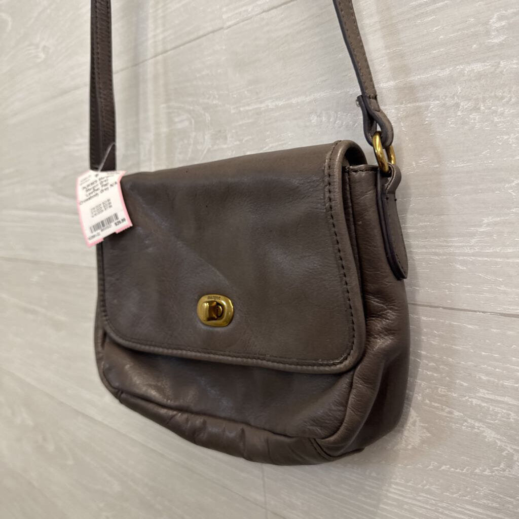 Margot Grey Leather Flap Crossbody