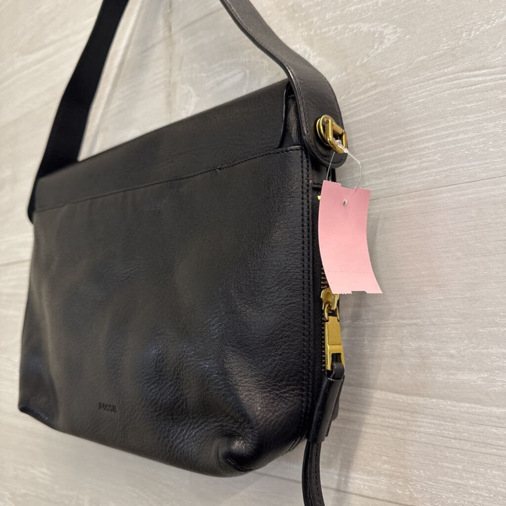 Fossil Black Leather Shoulder Bag