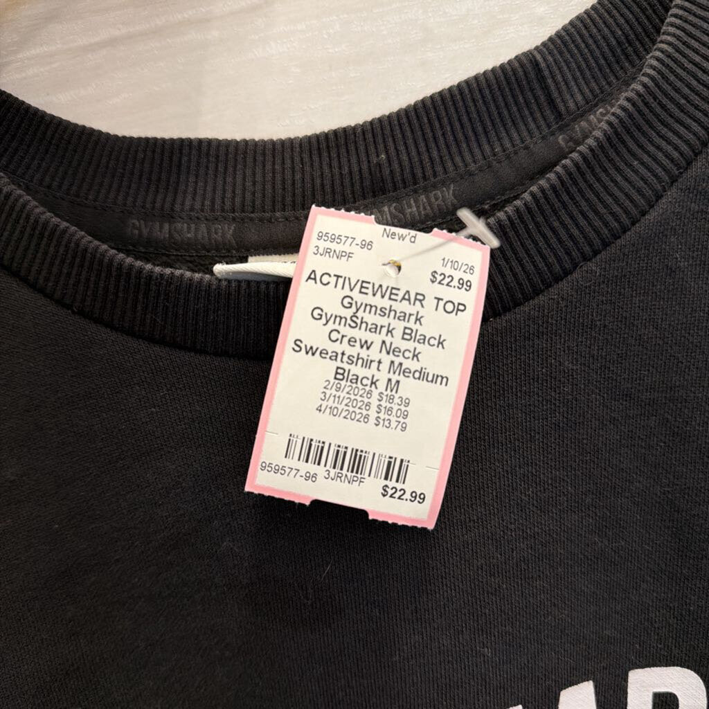 GymShark Black Crew Neck Sweatshirt Medium