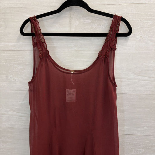 Free People Burgundy Sheer Tunic with Beads Small
