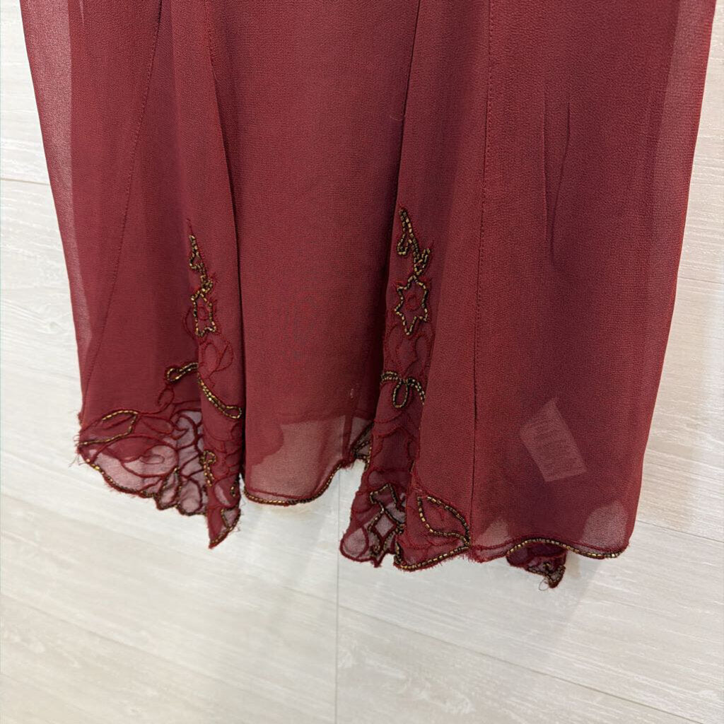 Free People Burgundy Sheer Tunic with Beads Small