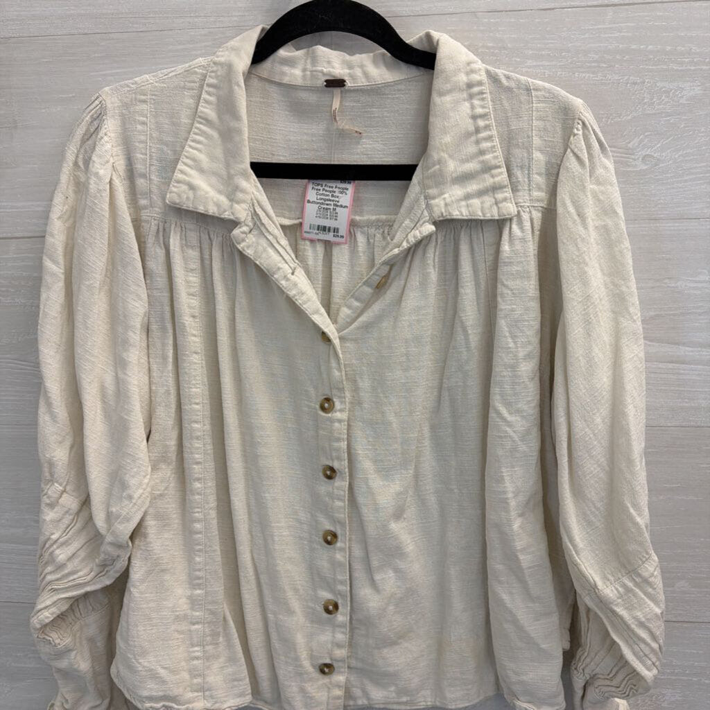 Free People 100% Cotton Boxy Longsleeve Buttondown Medium