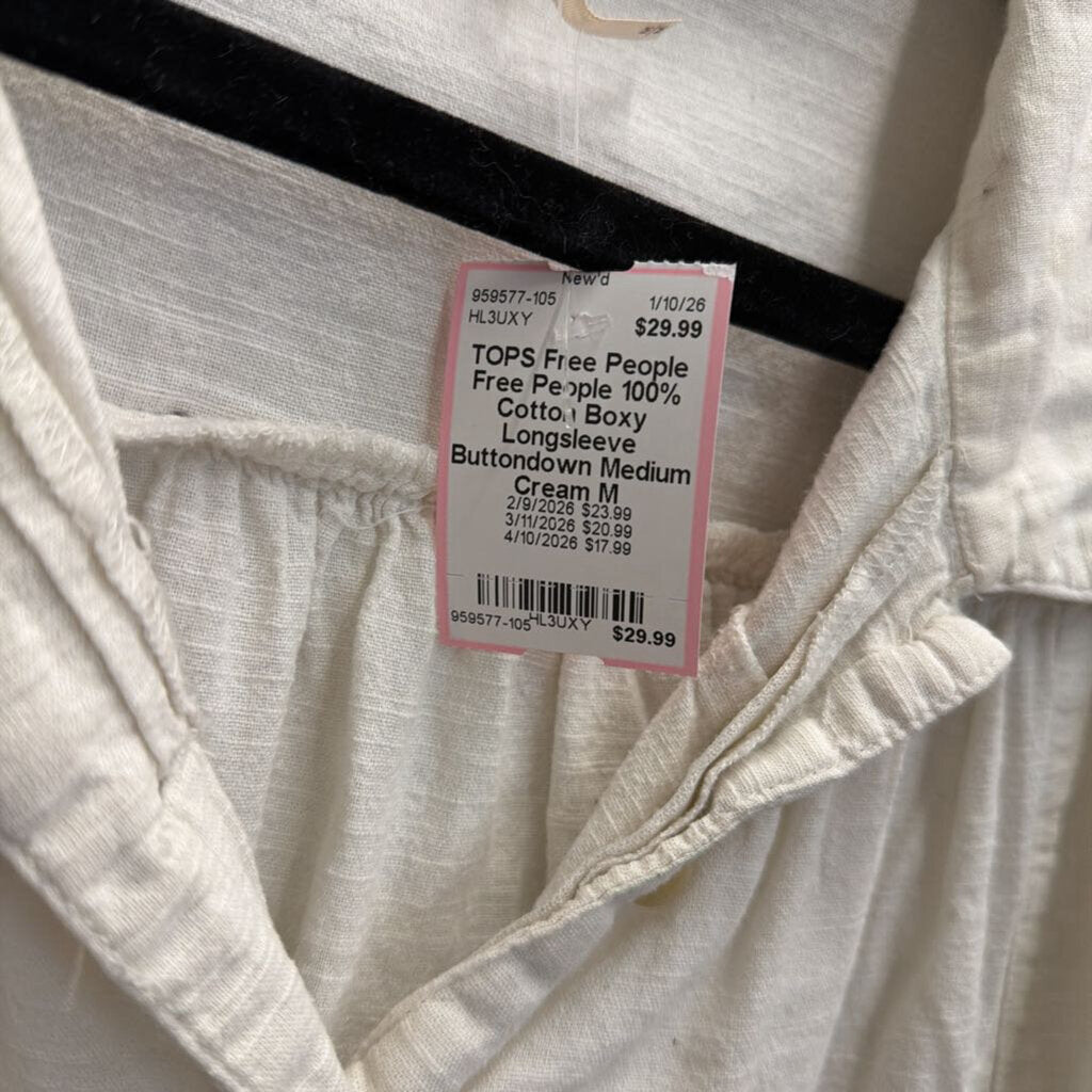 Free People 100% Cotton Boxy Longsleeve Buttondown Medium