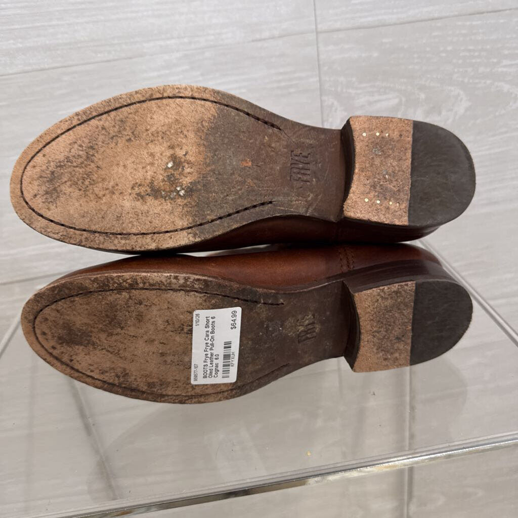 Frye Cara Short Oiled Leather Pull-On Boots 6