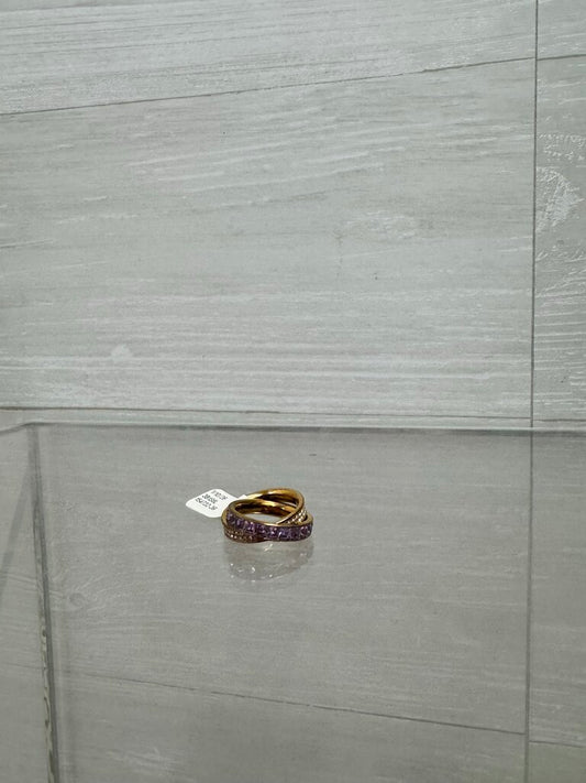 Michael Kors Double Ring Gold/Lavender Crystals 6