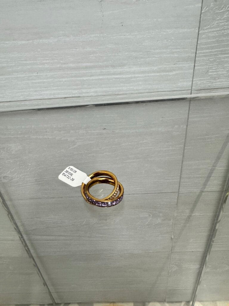 Michael Kors Double Ring Gold/Lavender Crystals 6