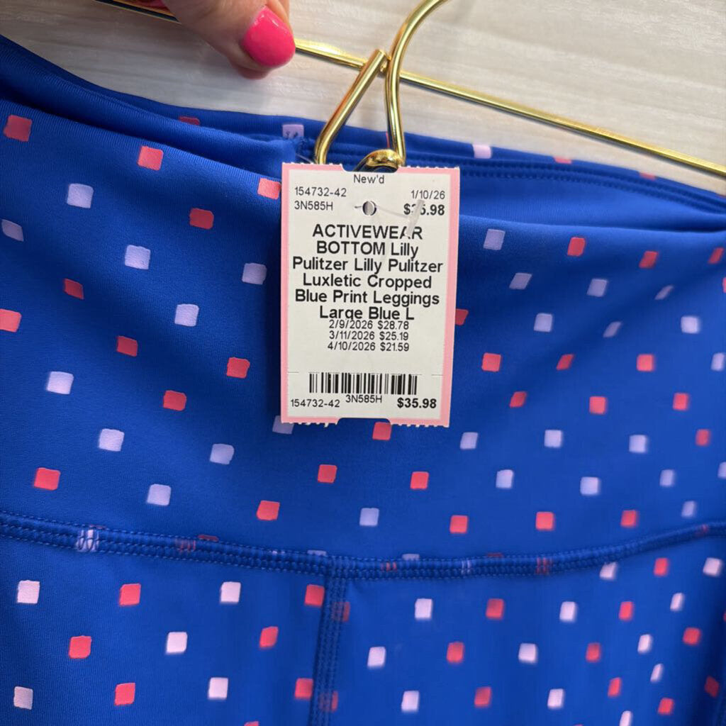 Lilly Pulitzer Luxletic Cropped Blue Print Leggings Large