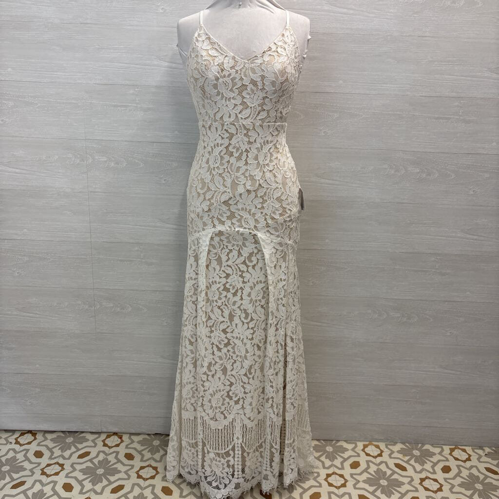 Lulu's Ivory/Champagne Lace Bridal Gown Medium