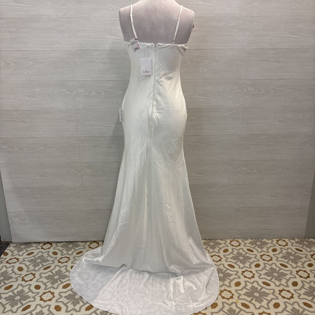 Lulu's Ivory Silky Simple Bridal Gown Medium