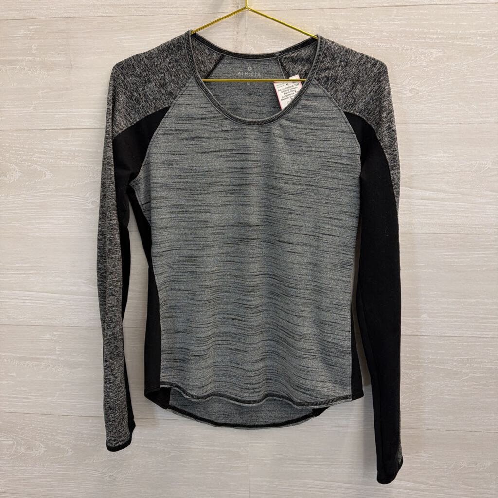 Athleta Black/Grey Longsleeve Top Medium