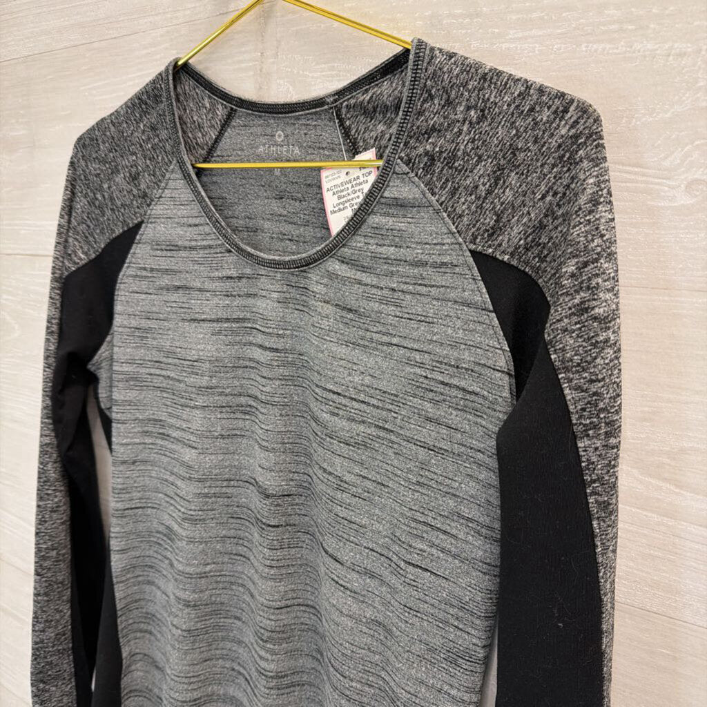 Athleta Black/Grey Longsleeve Top Medium