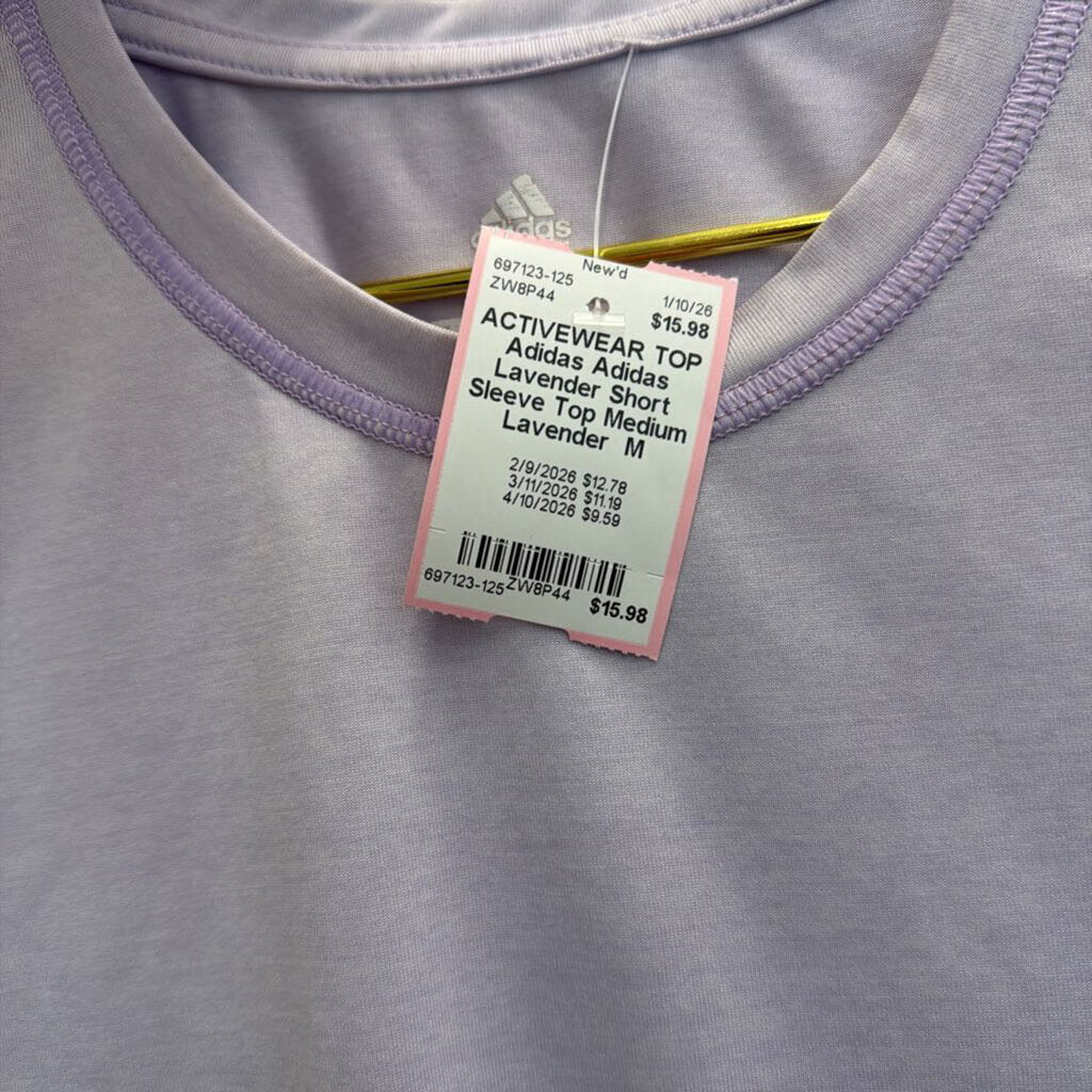 Adidas Lavender Short Sleeve Top Medium