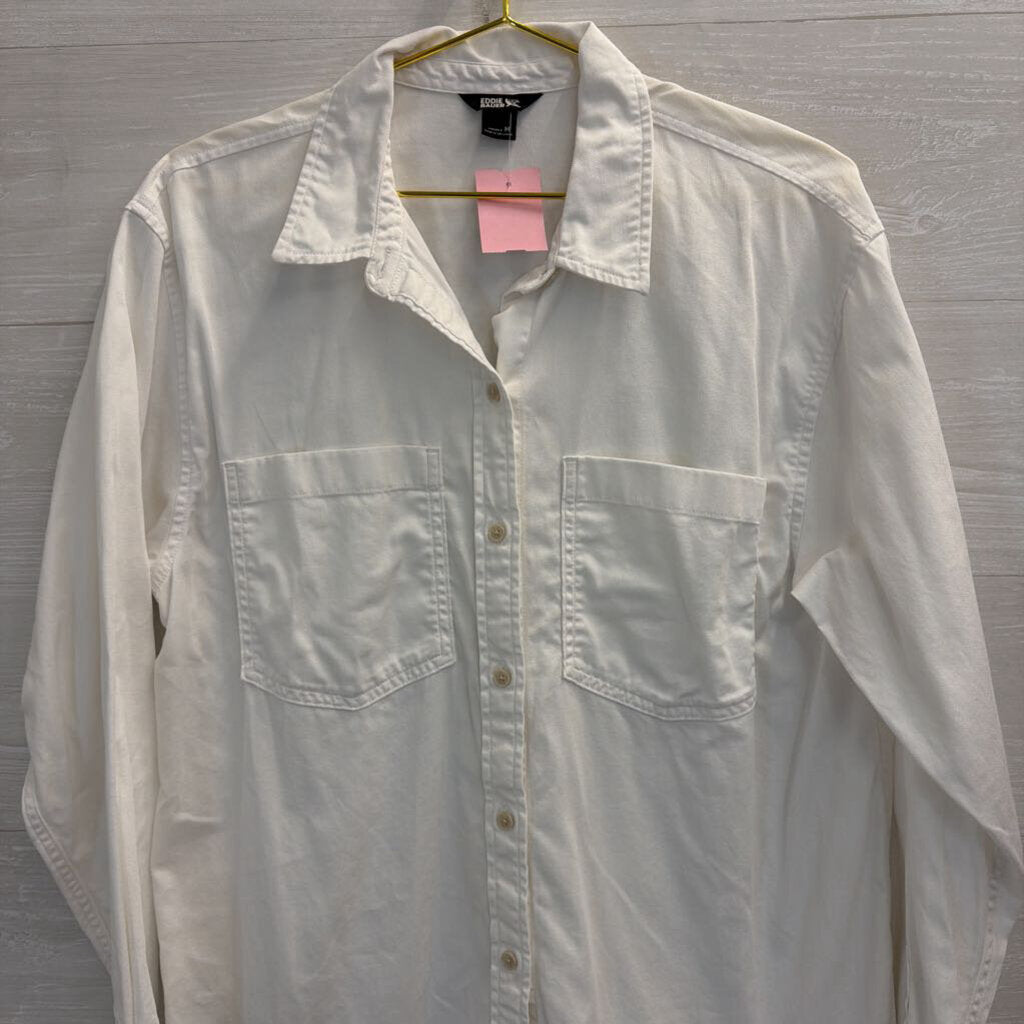 Eddie Bauer 100% Cotton White Button Down Long Sleeve Medium