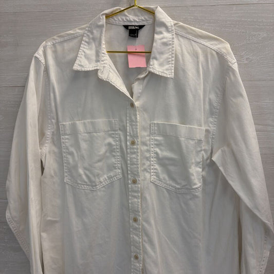 Eddie Bauer 100% Cotton White Button Down Long Sleeve Medium