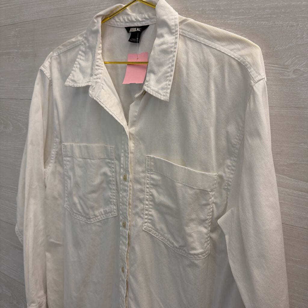 Eddie Bauer 100% Cotton White Button Down Long Sleeve Medium
