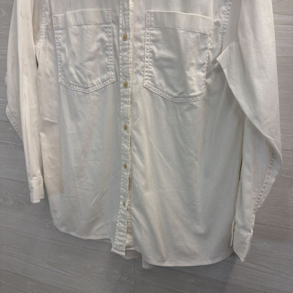 Eddie Bauer 100% Cotton White Button Down Long Sleeve Medium