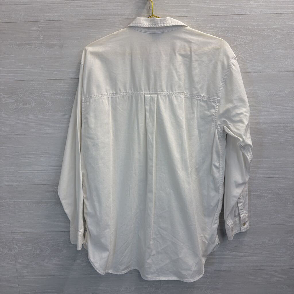 Eddie Bauer 100% Cotton White Button Down Long Sleeve Medium