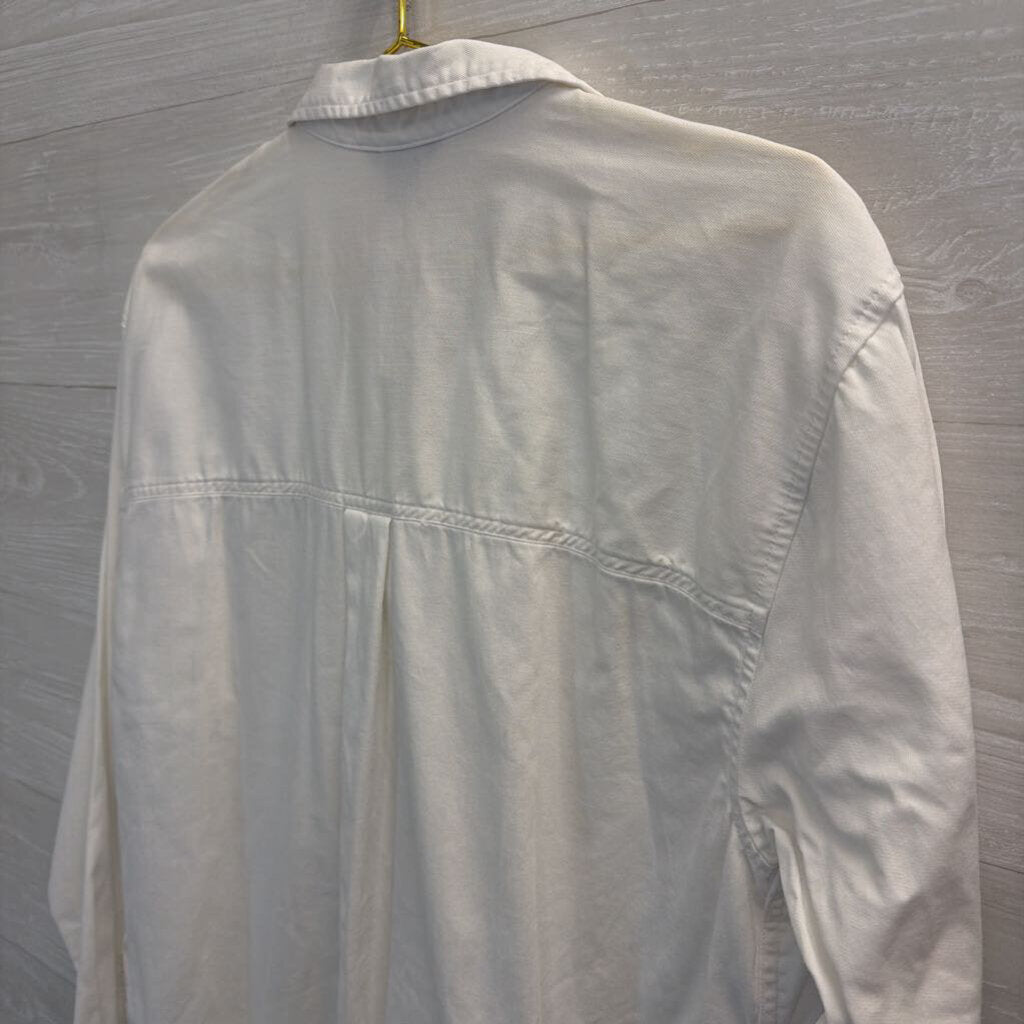 Eddie Bauer 100% Cotton White Button Down Long Sleeve Medium