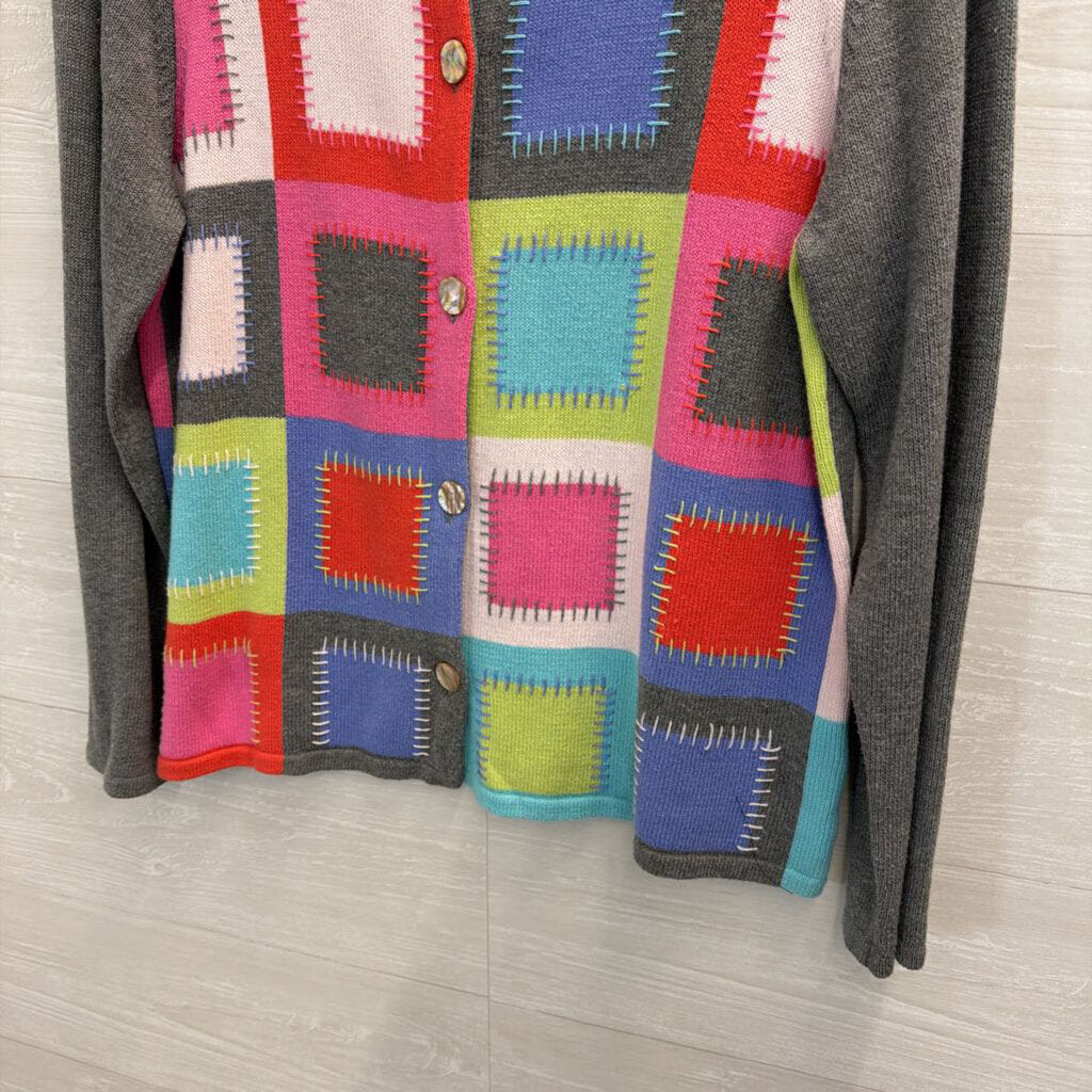 Sigrid Olsen Patchwork Multicolor Cardigan Large
