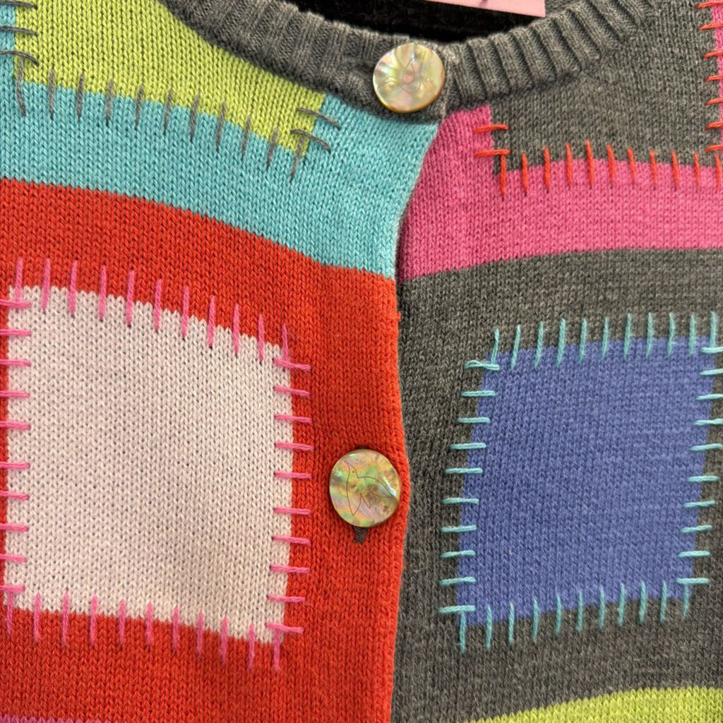 Sigrid Olsen Patchwork Multicolor Cardigan Large