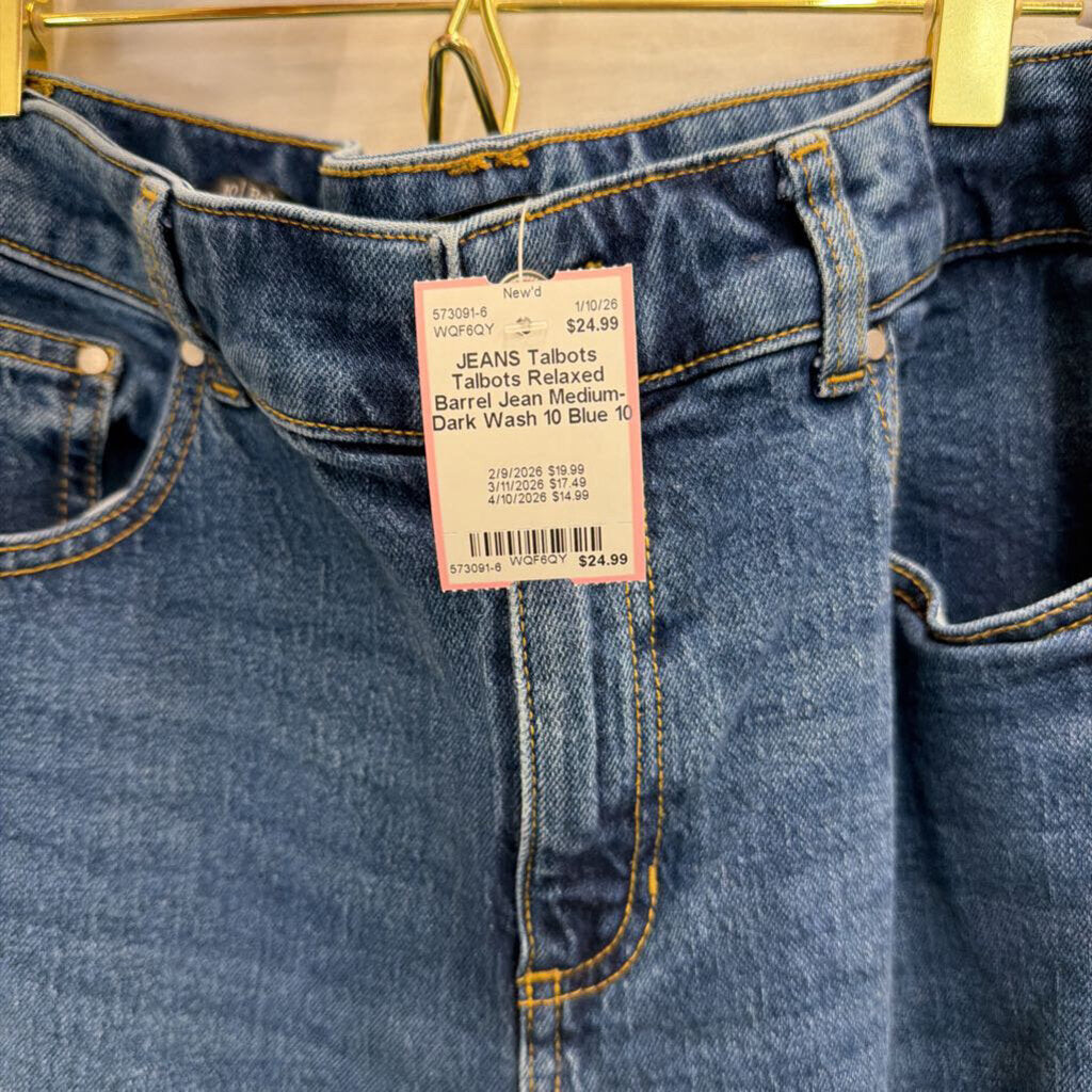 Talbots Relaxed Barrel Jean Medium-Dark Wash 10